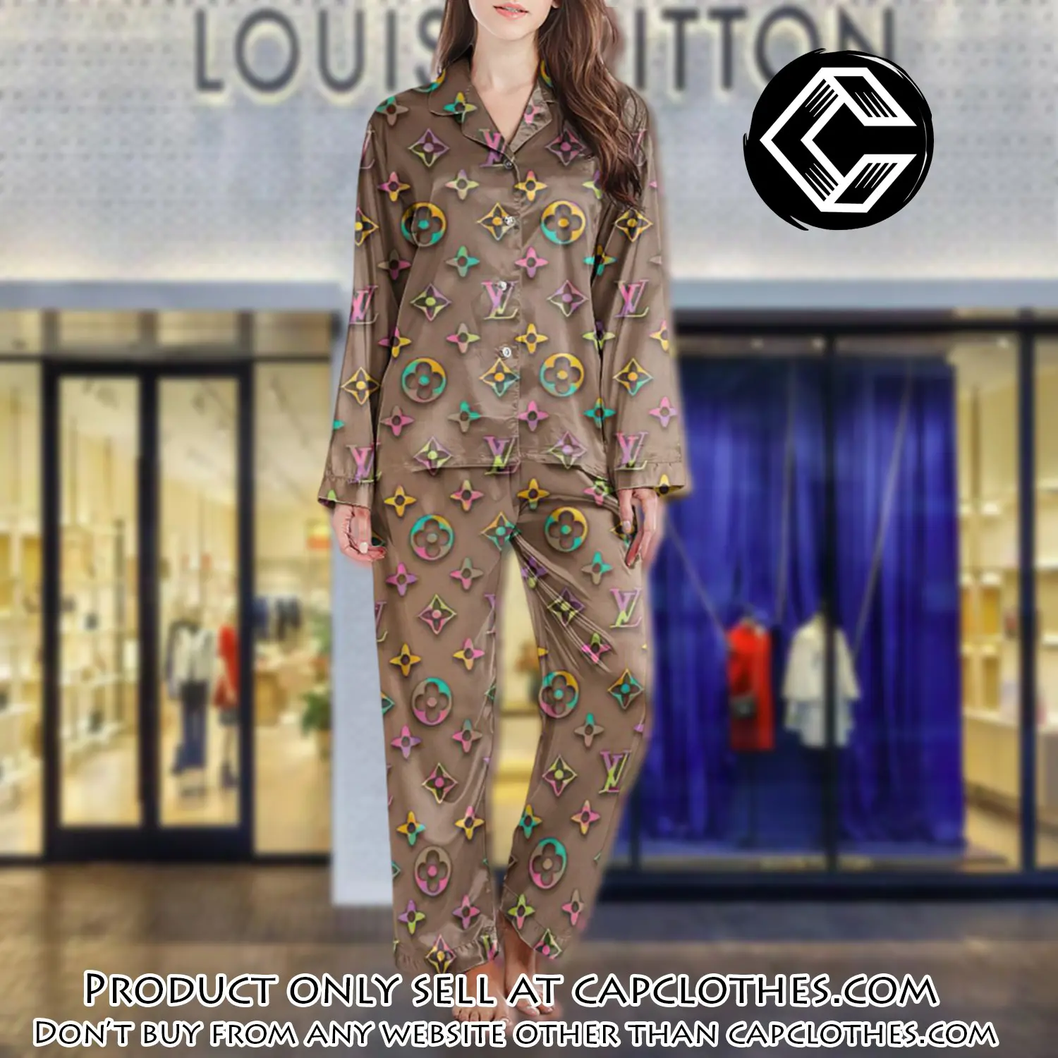 Lv monogram long satin pajama set pjs1003 cc1738602